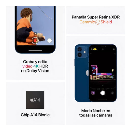 Celular Reacondicionado iPhone 12 64GB 13 Meses De Garantía Color BLANCO - Cable gratis