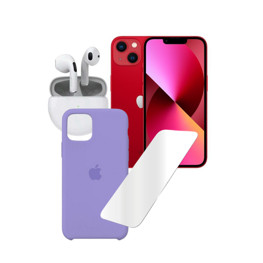 📱Combo iPhone 13 Reacondicionado Rojo 128GB + Vidrio + Forro + Audífono Genéricos📲