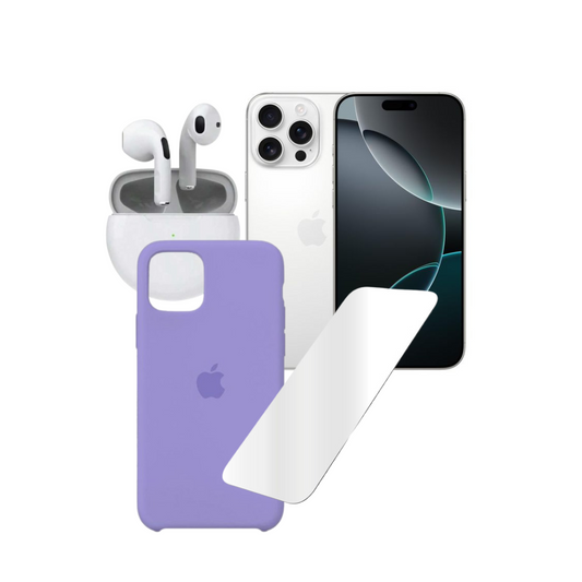 📱Combo iPhone 16 Pro Max Blanco Reacondicionado 256GB + Vidrio + Forro + Audífono Genéricos📲